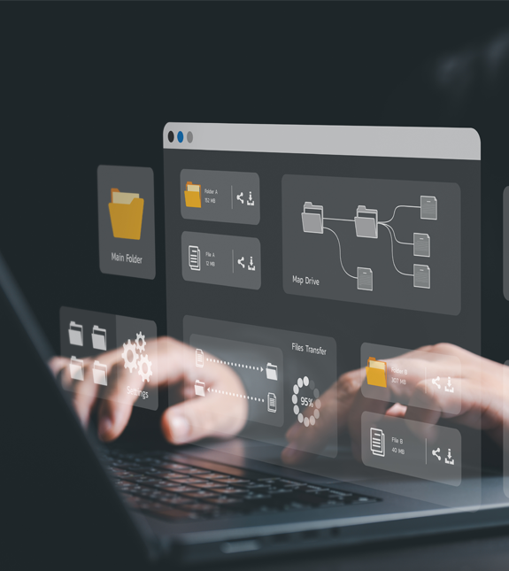 Managed IT Services Dashboard User interacting with a digital file management interface.